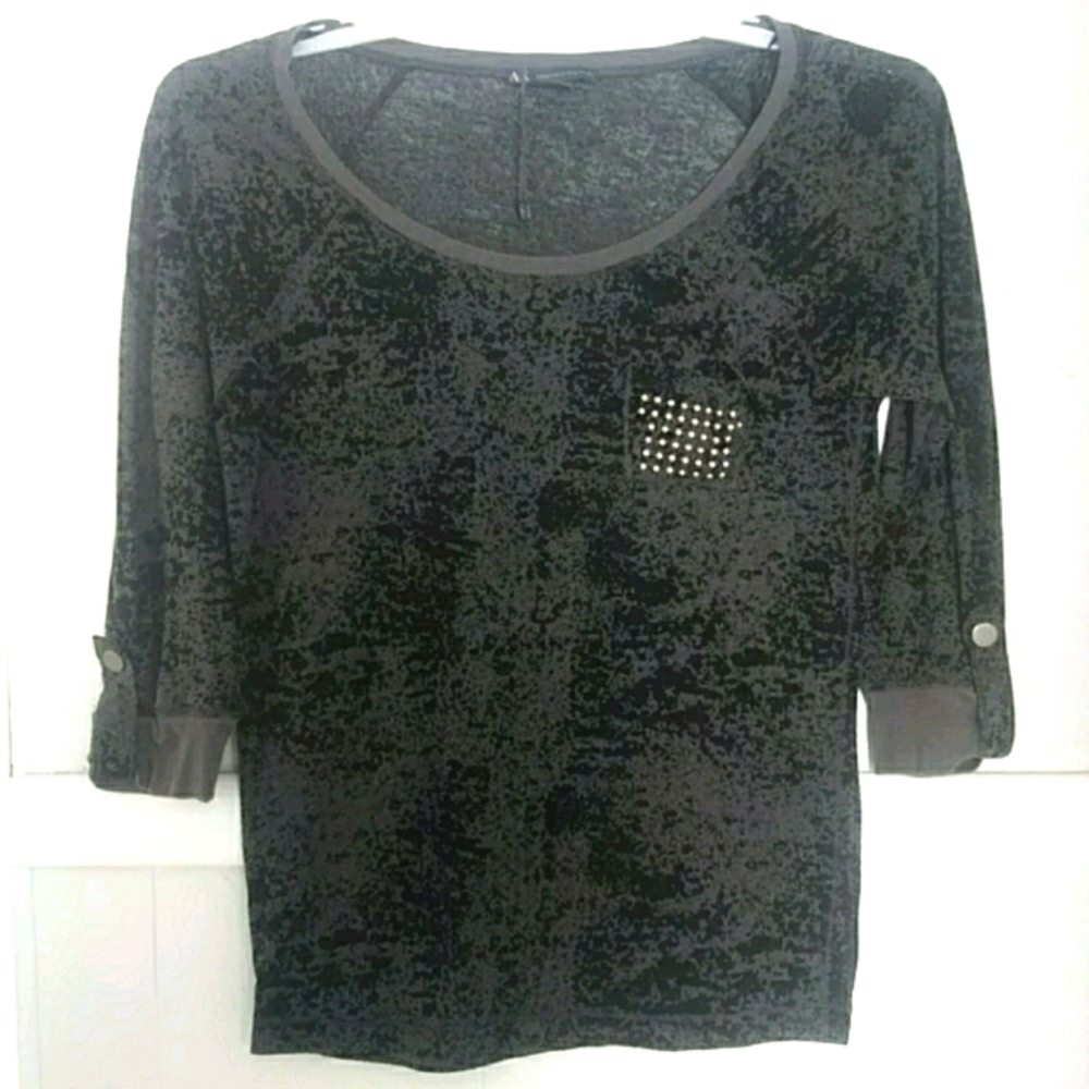 Armani Exchange black gray shirt w/ quarte…